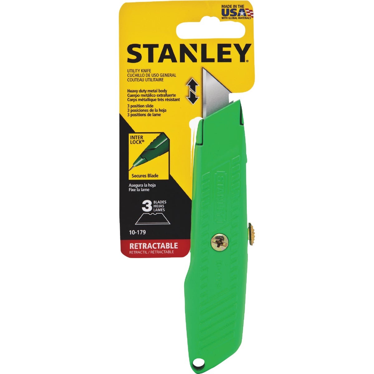 Stanley High-Visibility Retractable Straight Utility Knife Image 3