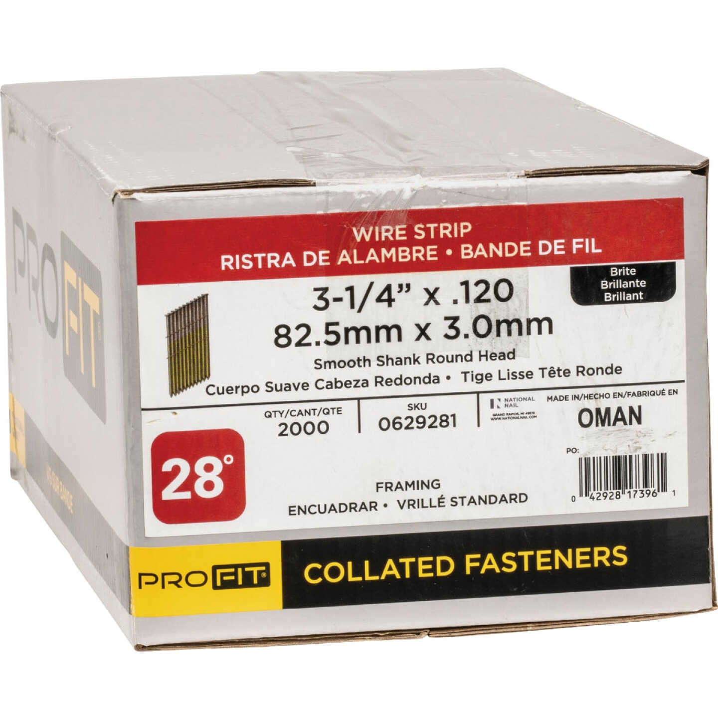 Pro-Fit 3-1/4 In. x 0.120 In. 28 Degree Wire Strip Smooth Shank Round Head Brite Framing Stick Nails (2000 Ct.) Image 2