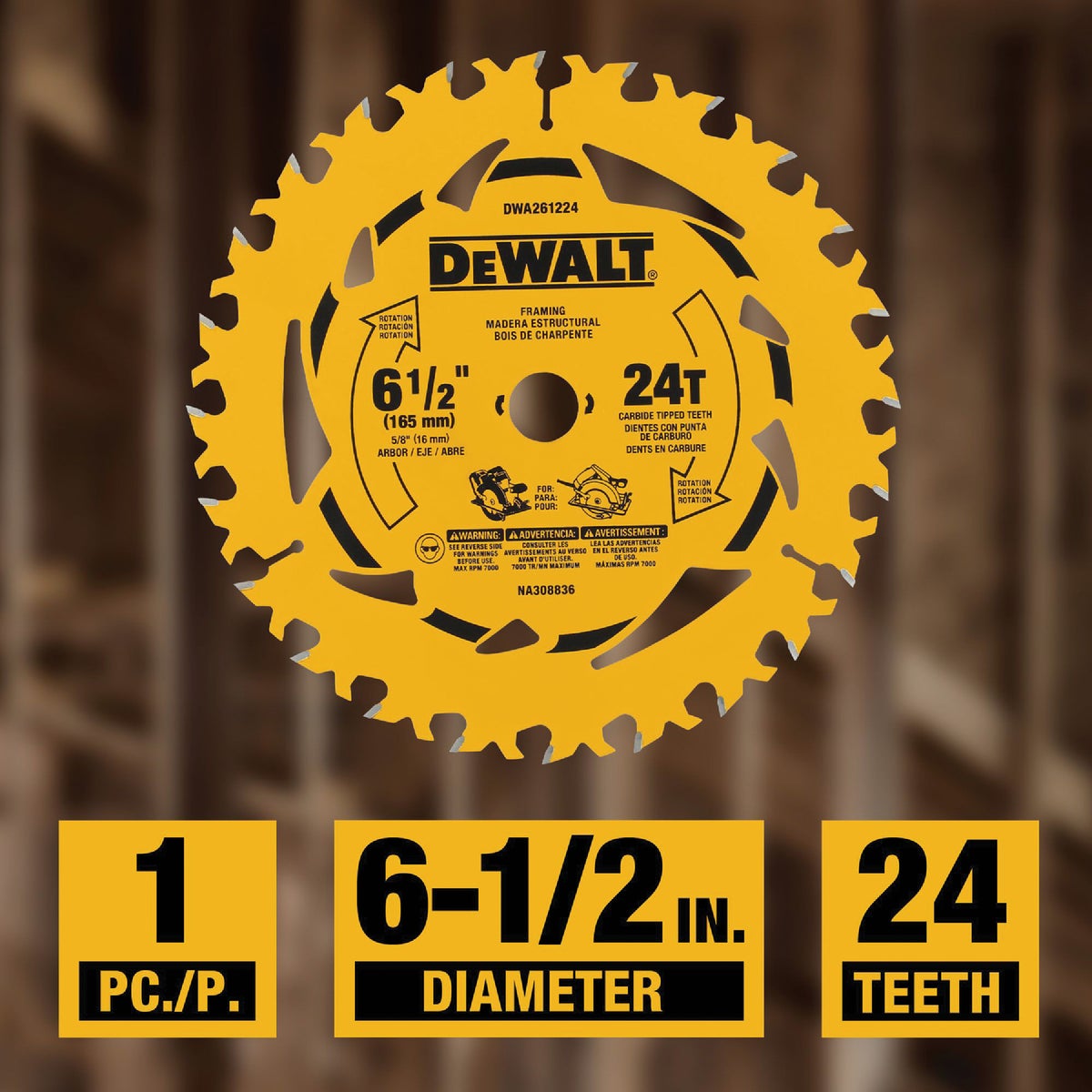 DEWALT 6-1/2 In. 24-Tooth Circular Saw Blade Image 2