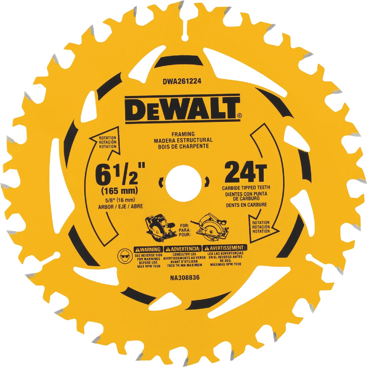 DEWALT 6-1/2 In. 24-Tooth Circular Saw Blade Image 1