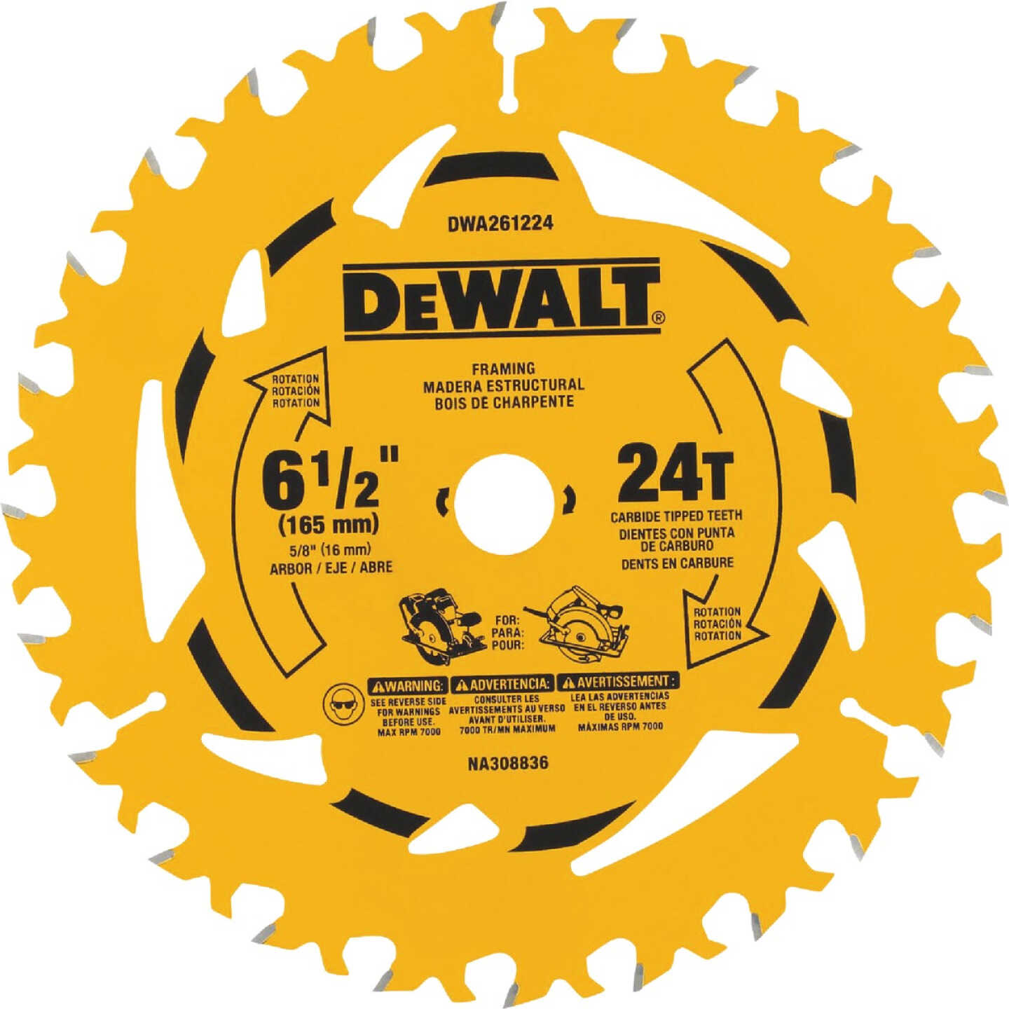 DEWALT 6-1/2 In. 24-Tooth Circular Saw Blade Image 1