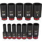 Milwaukee SHOCKWAVE Standard 3/8 In. Drive 6-Point Deep Impact Driver Set (12-Piece) Image 1