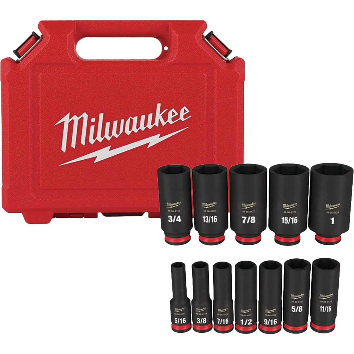 Milwaukee SHOCKWAVE Standard 3/8 In. Drive 6-Point Deep Impact Driver Set (12-Piece) Image 4