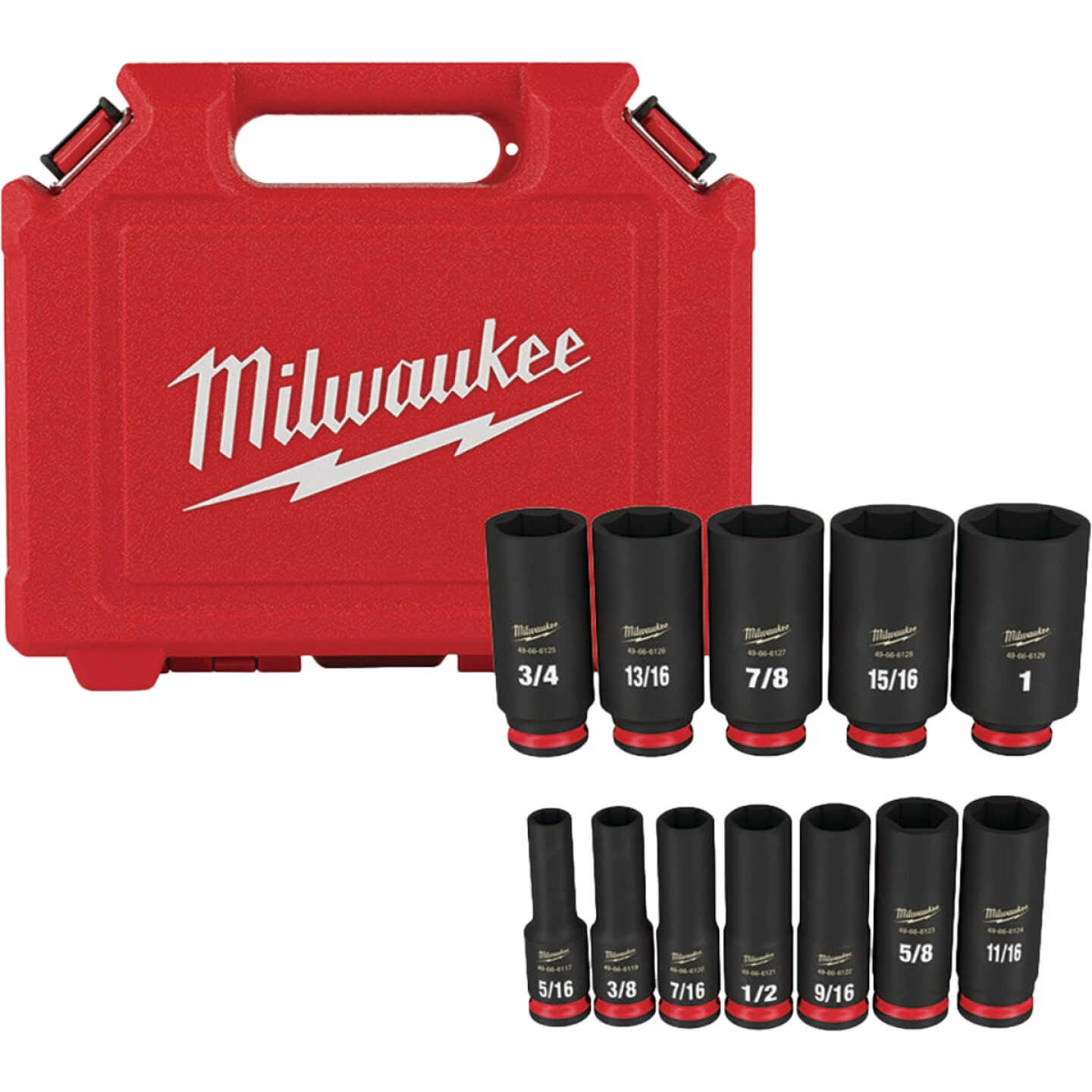 Milwaukee SHOCKWAVE Standard 3/8 In. Drive 6-Point Deep Impact Driver Set (12-Piece) Image 4