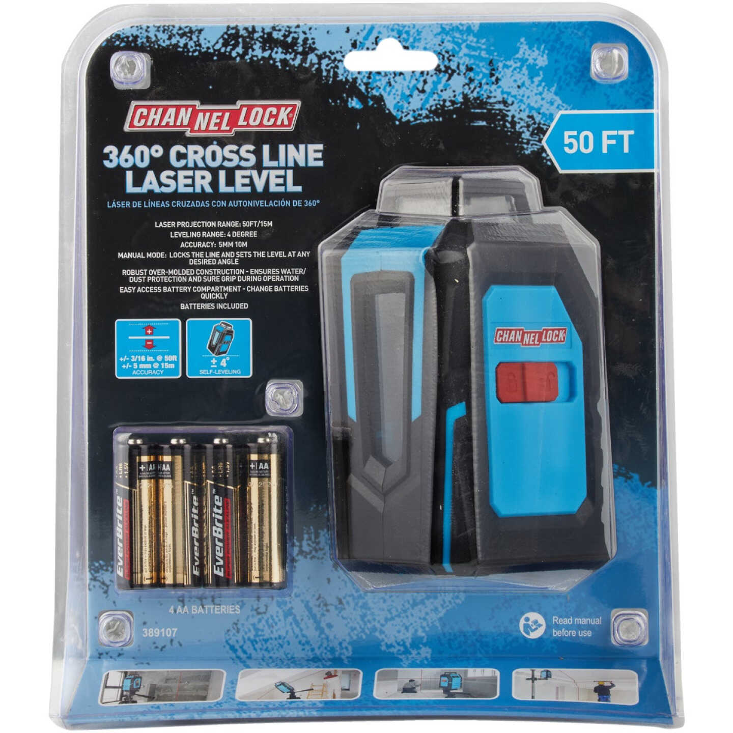 Channellock 50 Ft. Self-Leveling 360-Degree Cross-Line Laser Level Image 2