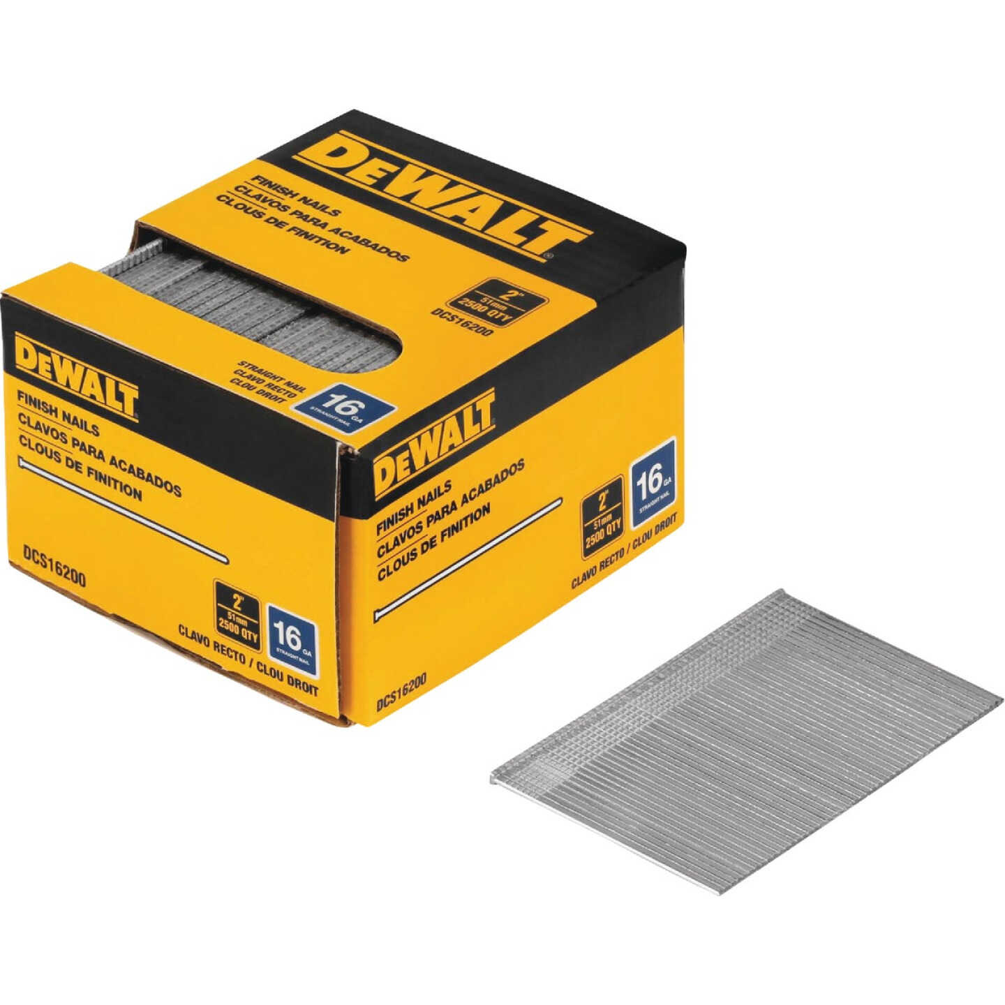 DEWALT 2 In. 16-Gauge Straight Finish Nails (2500 Ct.) Image 1