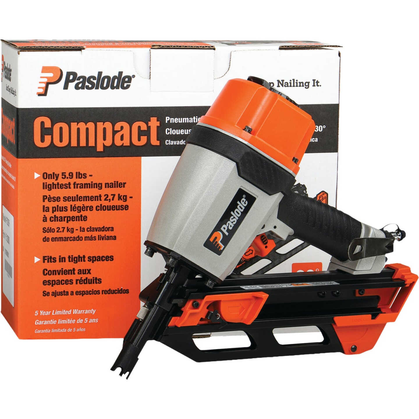 Paslod 30 Deg. Compact Pneumatic Framing Nailer Image 1