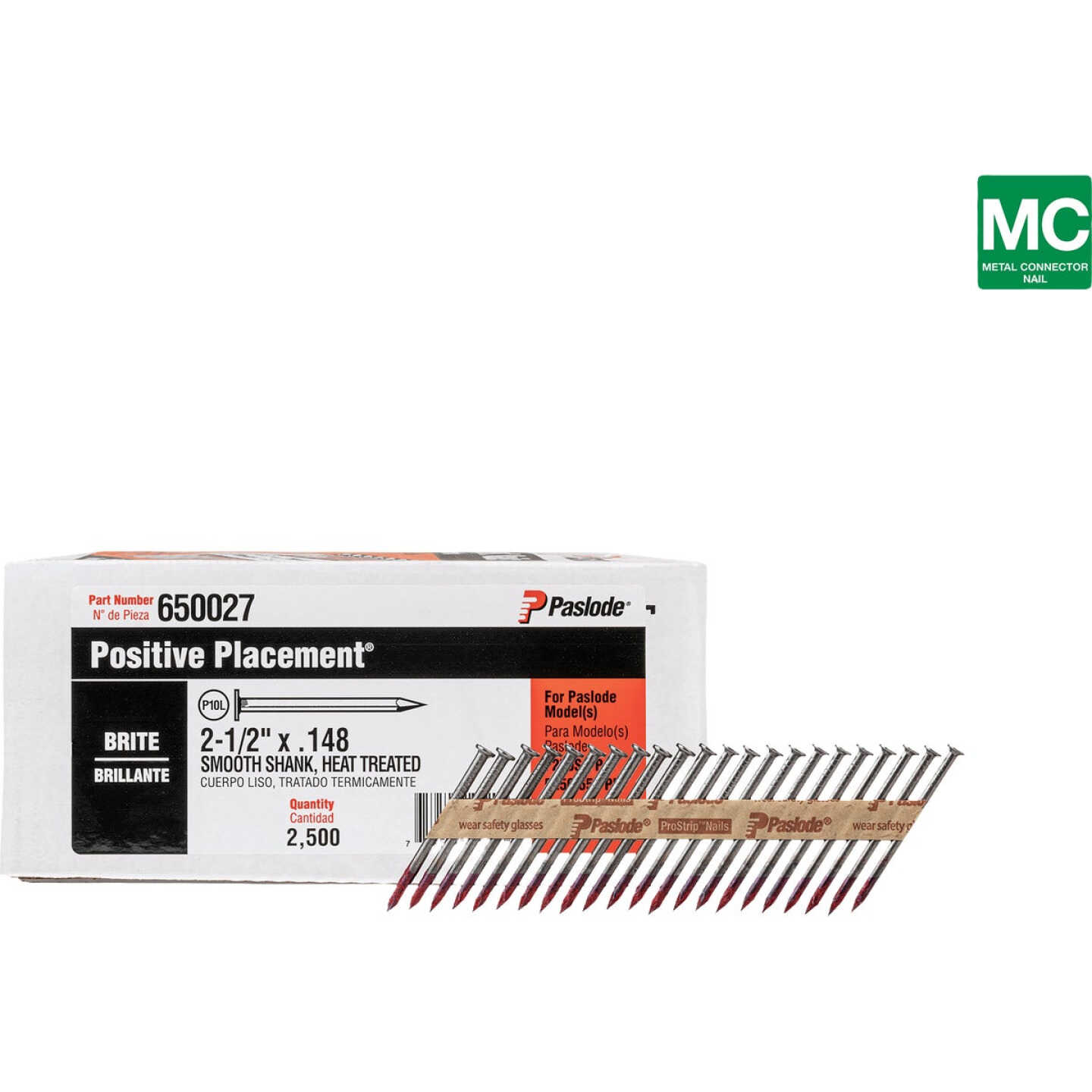 Paslode 2-1/2 In. x 0.148 In. Paper Tape Smooth Shank Heat Treated Brite Metal Connector Nail (2500-Count) Image 3