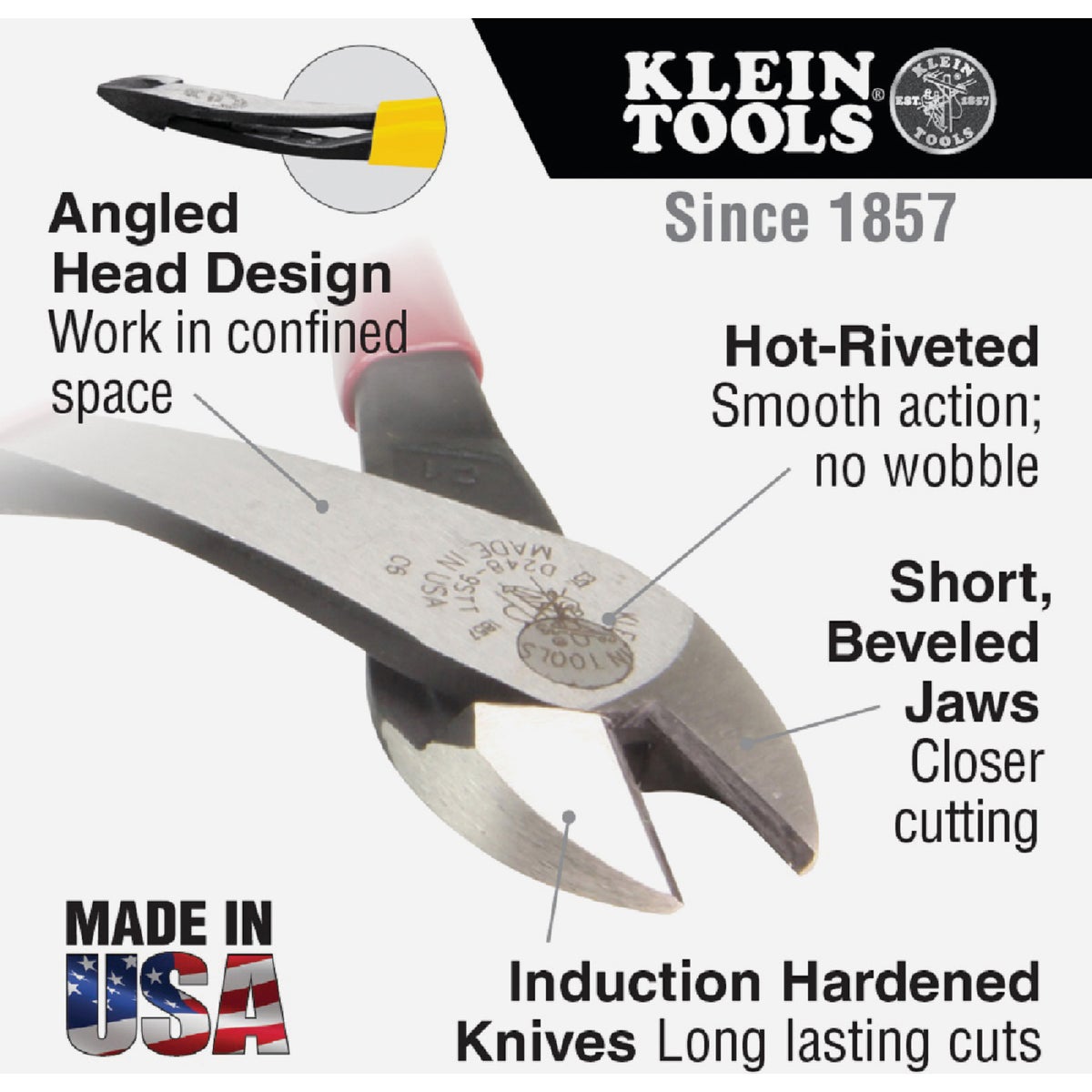 Klein 9 In. Angled Head Diagonal Cutting Pliers Image 2