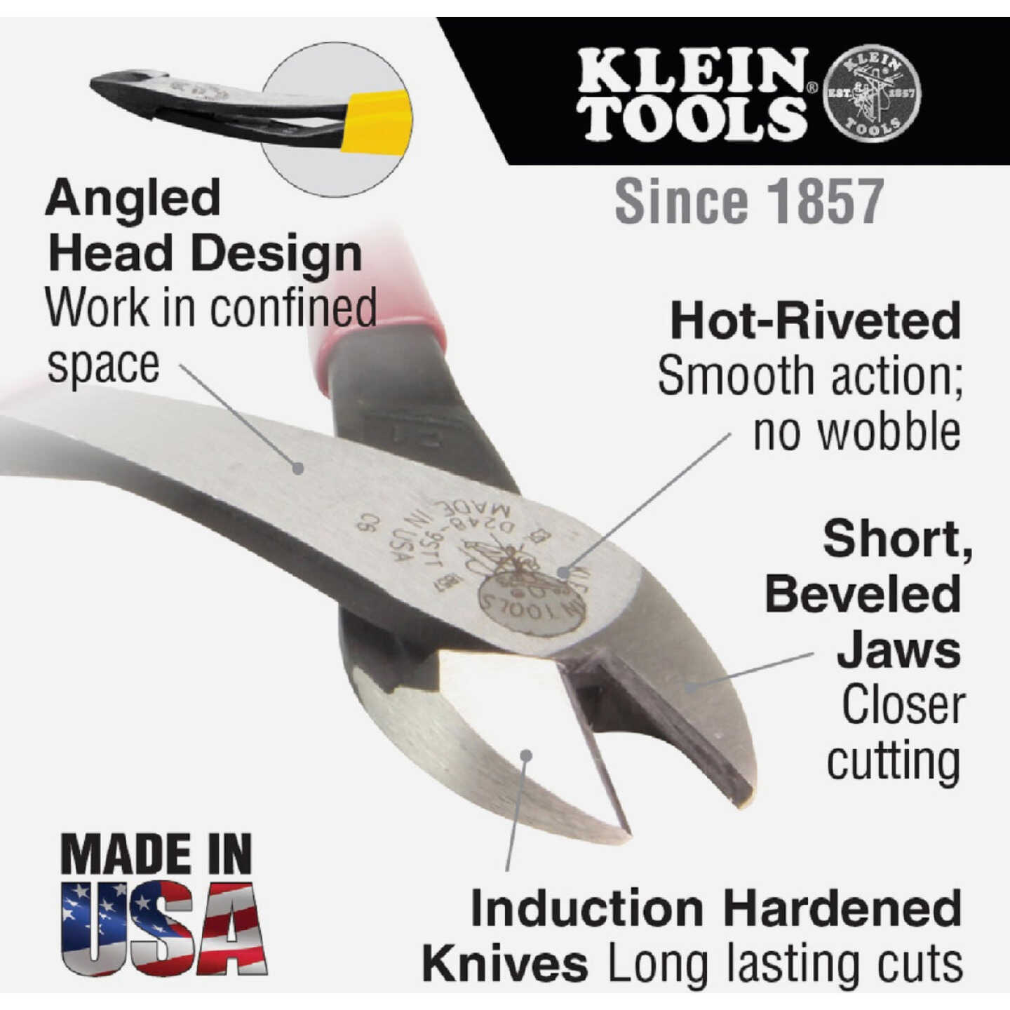 Klein 9 In. Angled Head Diagonal Cutting Pliers Image 2