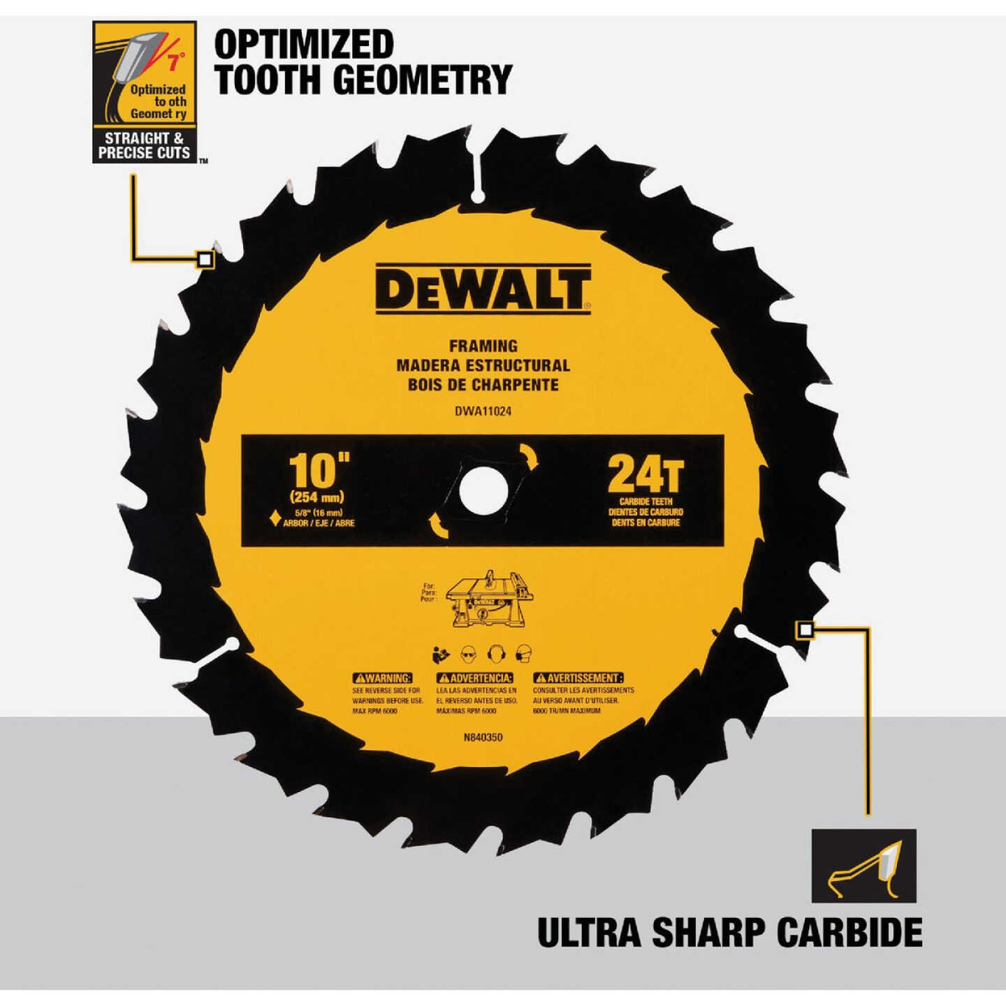 DEWALT 10 In. 24-Tooth General Purpose Circular Saw Blade Image 2