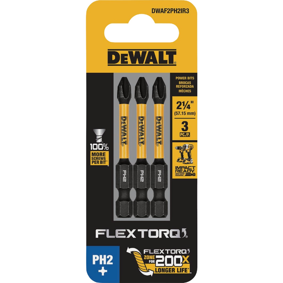 DeWalt Elite Series 2-1/4 In. #2 Phillips Steel Screwdriver Bit (3-Piece) Image 4