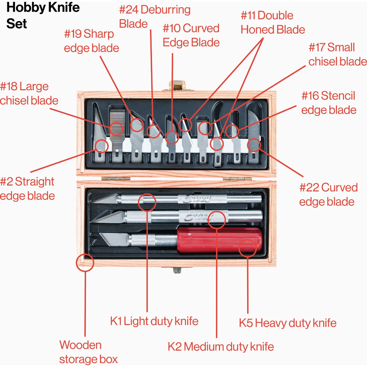 Excel Blades Hobby Knife Set - Boxed (16-Piece) Image 4