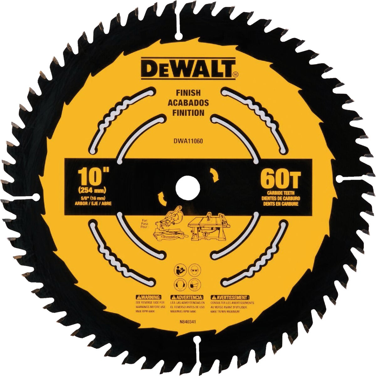 DEWALT 10 In. 60-Tooth Finish Circular Saw Blade Image 1