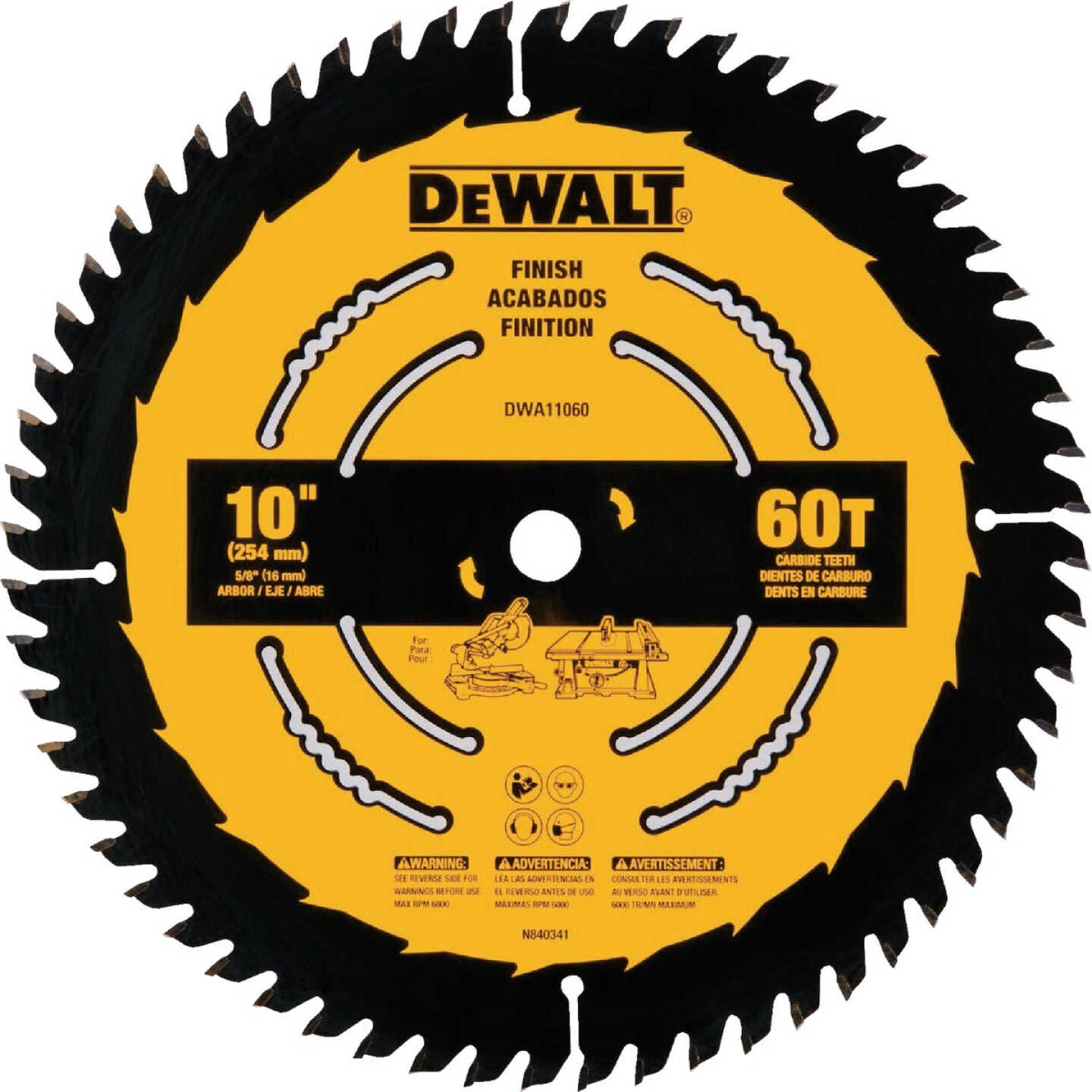 DEWALT 10 In. 60-Tooth Finish Circular Saw Blade Image 1