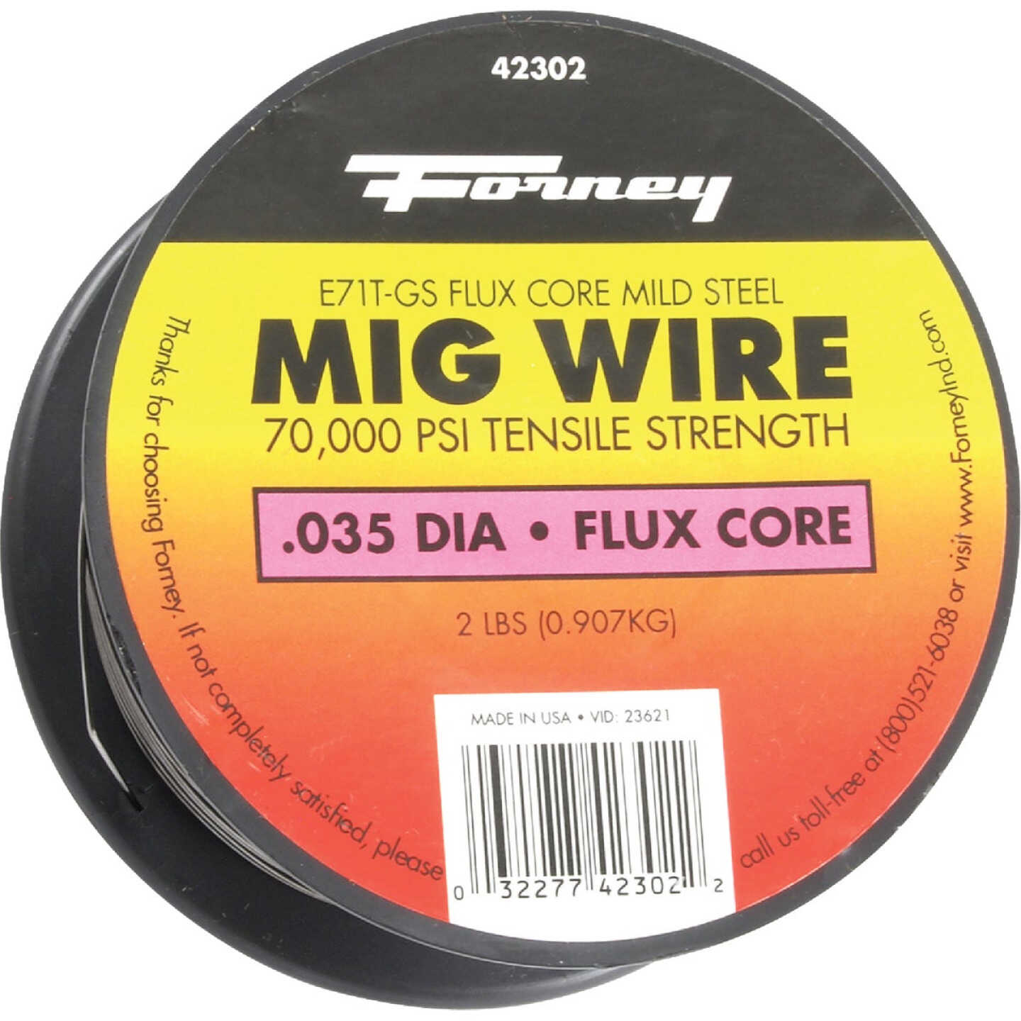 Forney E71T-GS 0.035 In. Flux Core Mild Steel Mig Wire, 2 Lb. Image 1