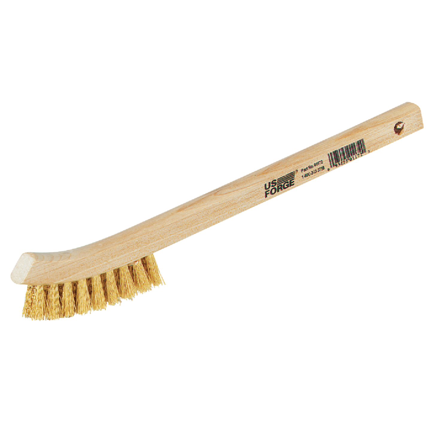 Forney 7-3/4 In. Curved Wood Handle Wire Brush with Brass Bristles Image 1