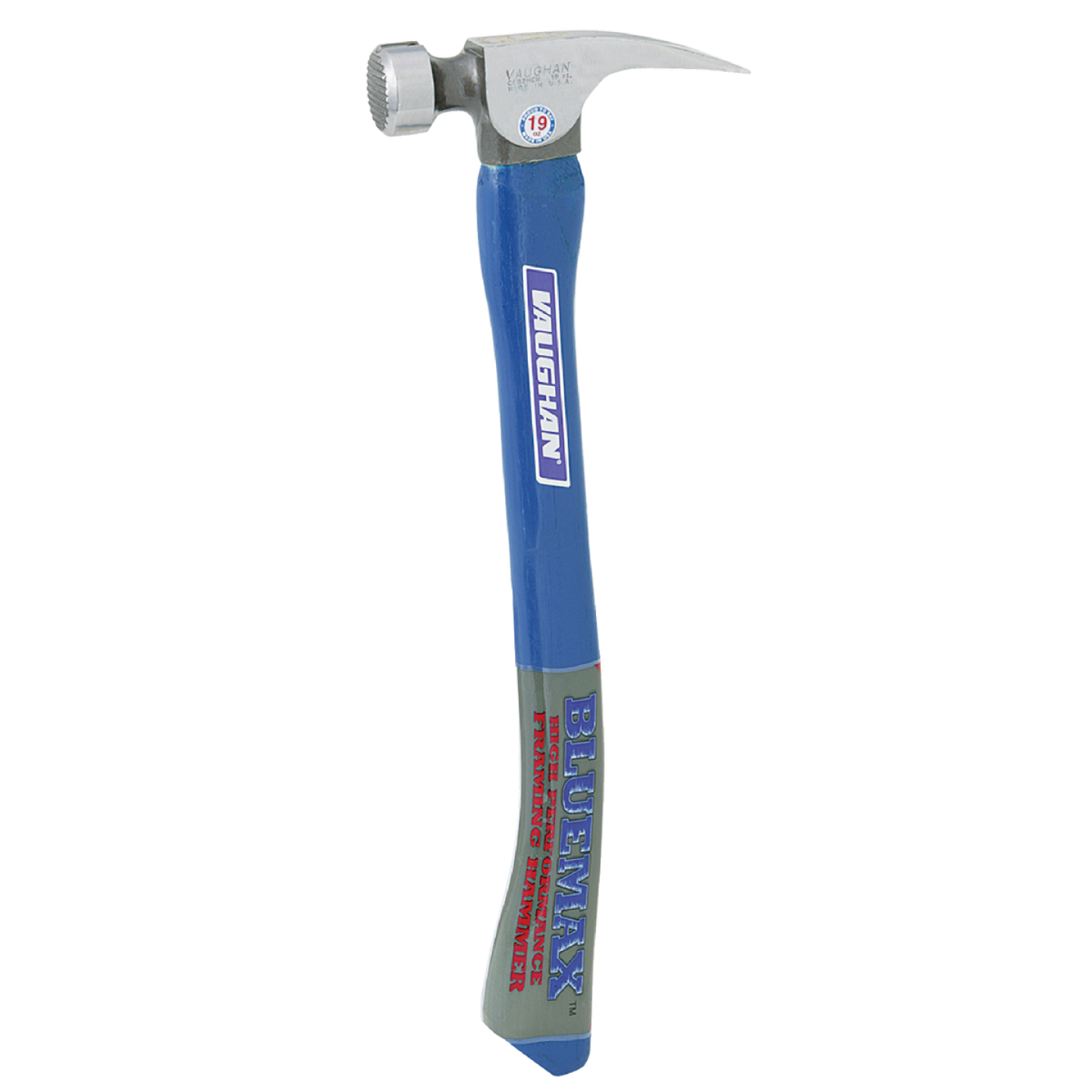 Vaughan BlueMax California 19 Oz. Milled-Face Framing Hammer with Hickory Handle Image 2