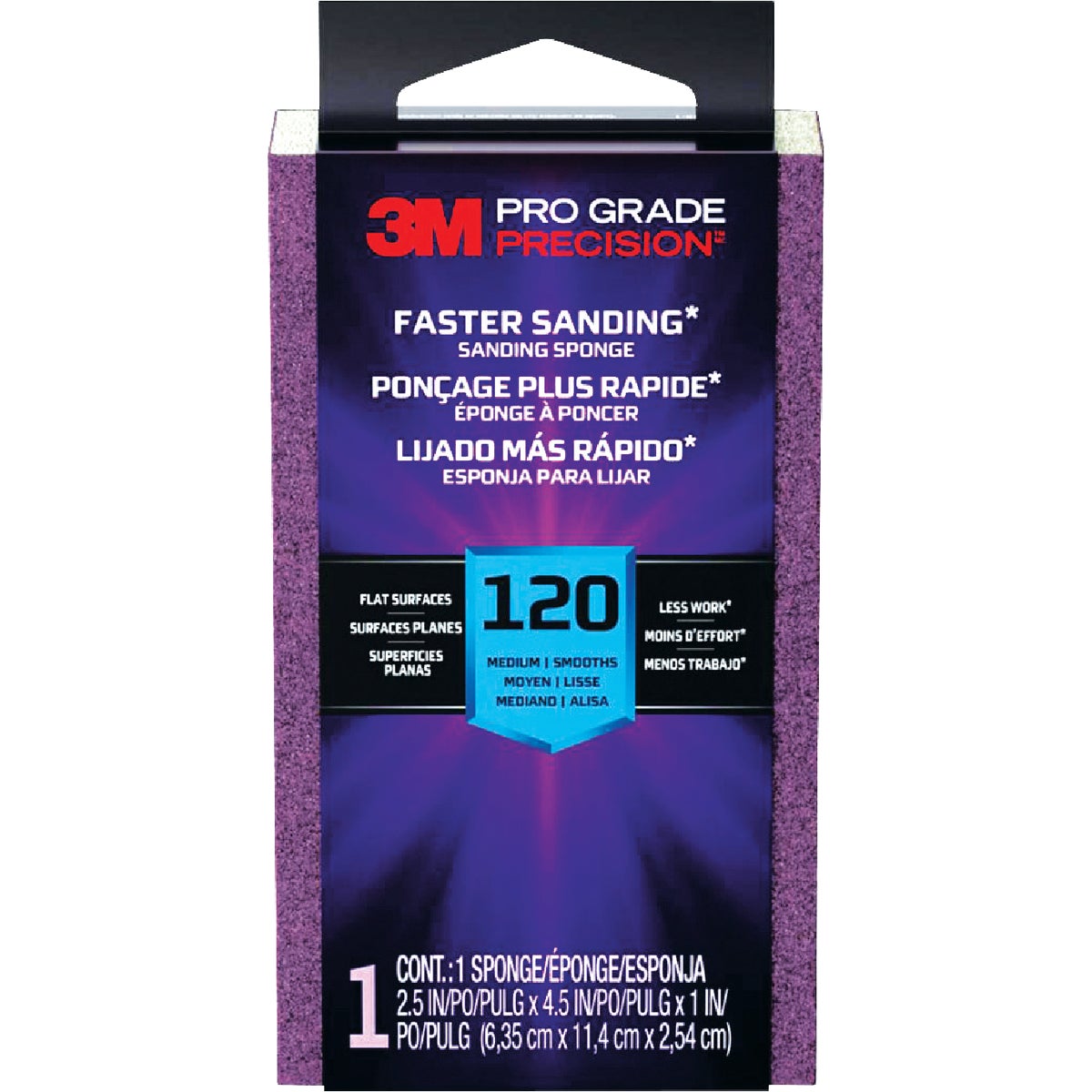 3M Pro Grade Precision 2.5 In. x 4.5 In. x 1 In. 120 Grit Fine Sanding Sponge