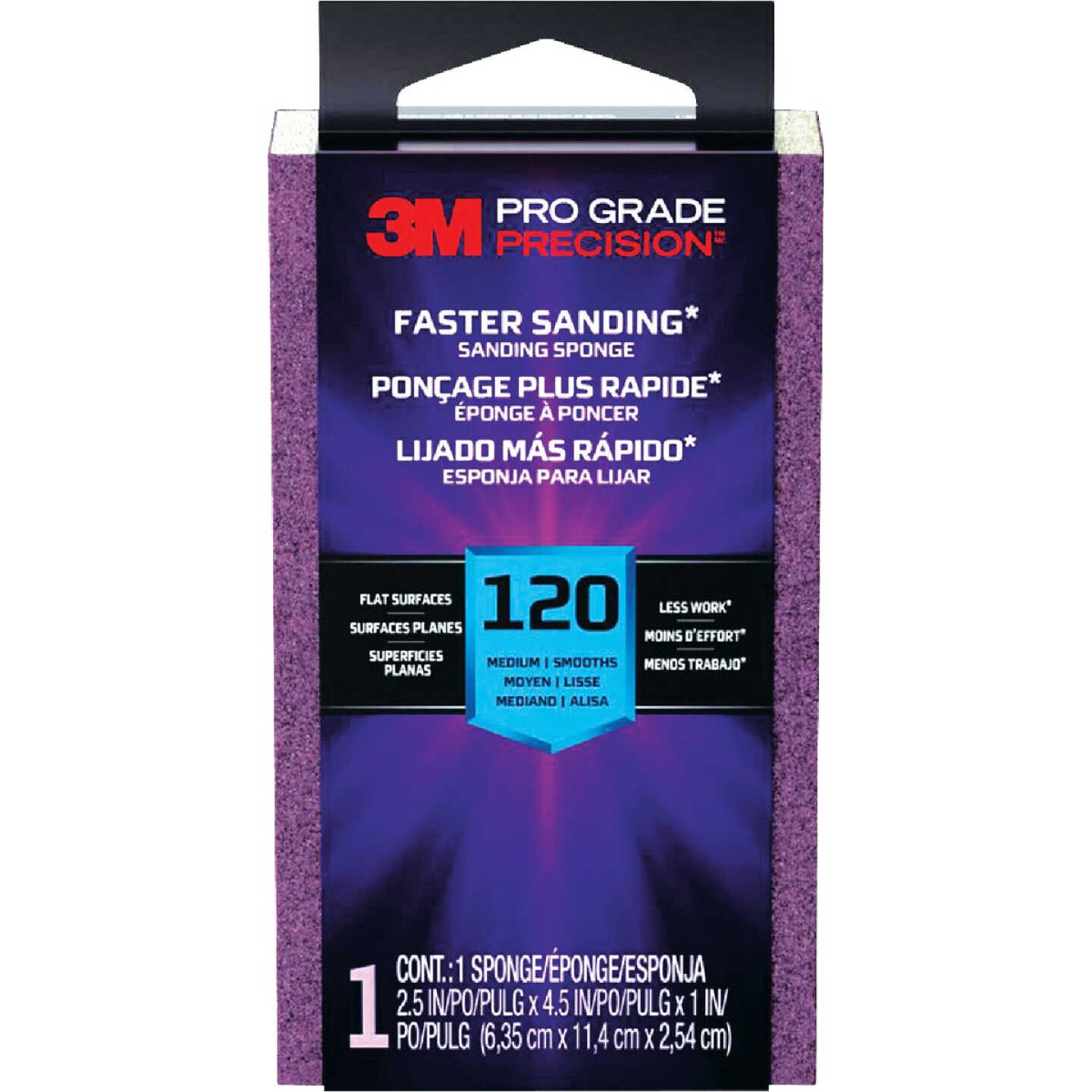 3M Pro Grade Precision 2.5 In. x 4.5 In. x 1 In. 120 Grit Fine Sanding Sponge Image 1