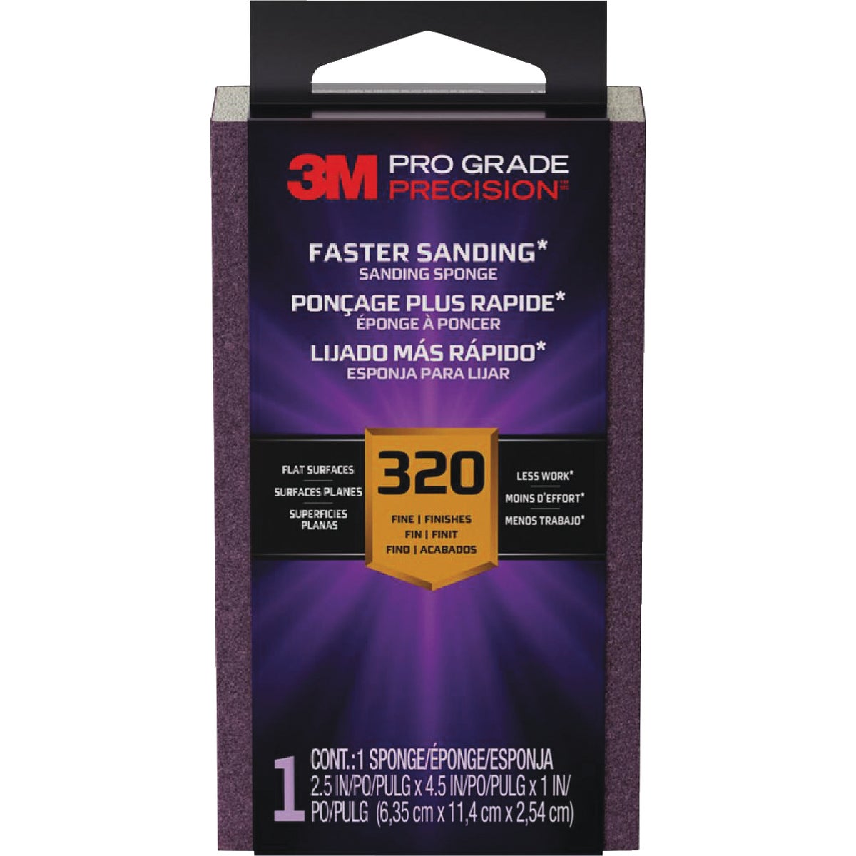 3M Pro Grade Precision 2.5 In. x 4.5 In. x 1 In. 320 Grit Extra Fine Sanding Sponge
