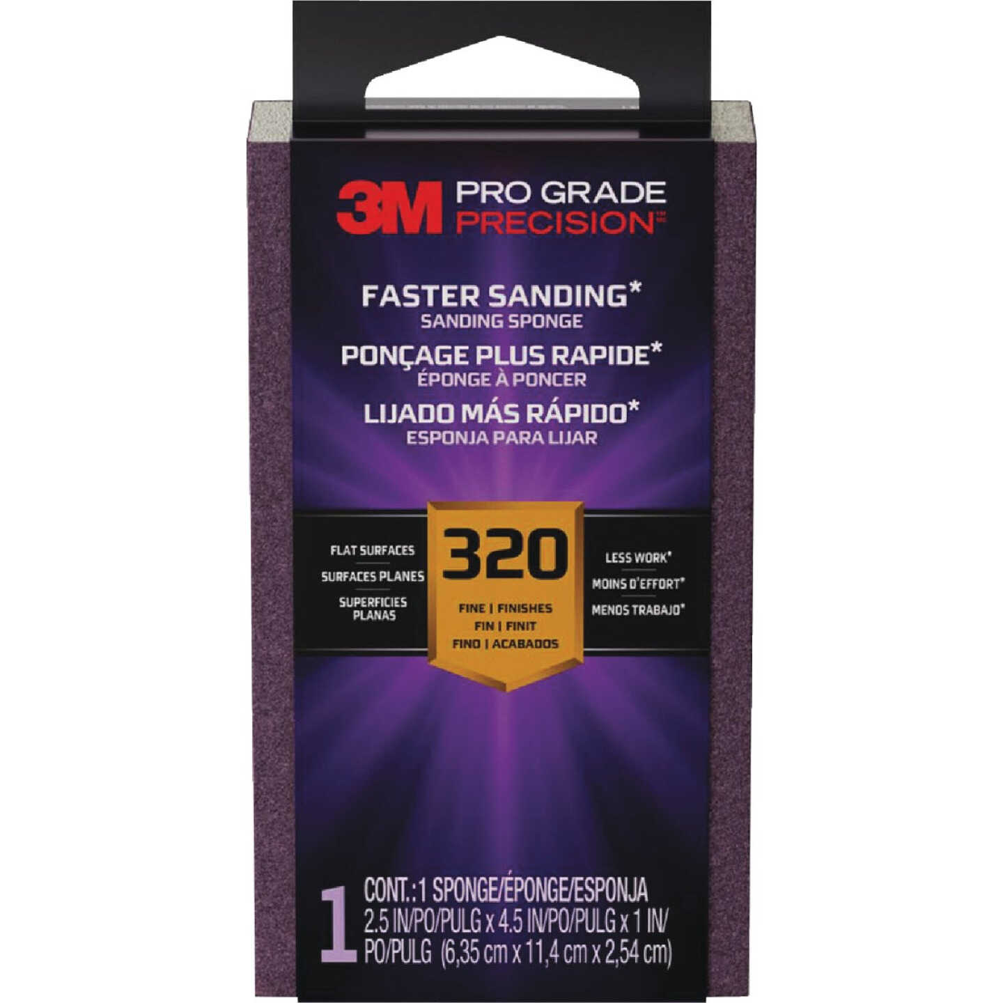 3M Pro Grade Precision 2.5 In. x 4.5 In. x 1 In. 320 Grit Extra Fine Sanding Sponge Image 1