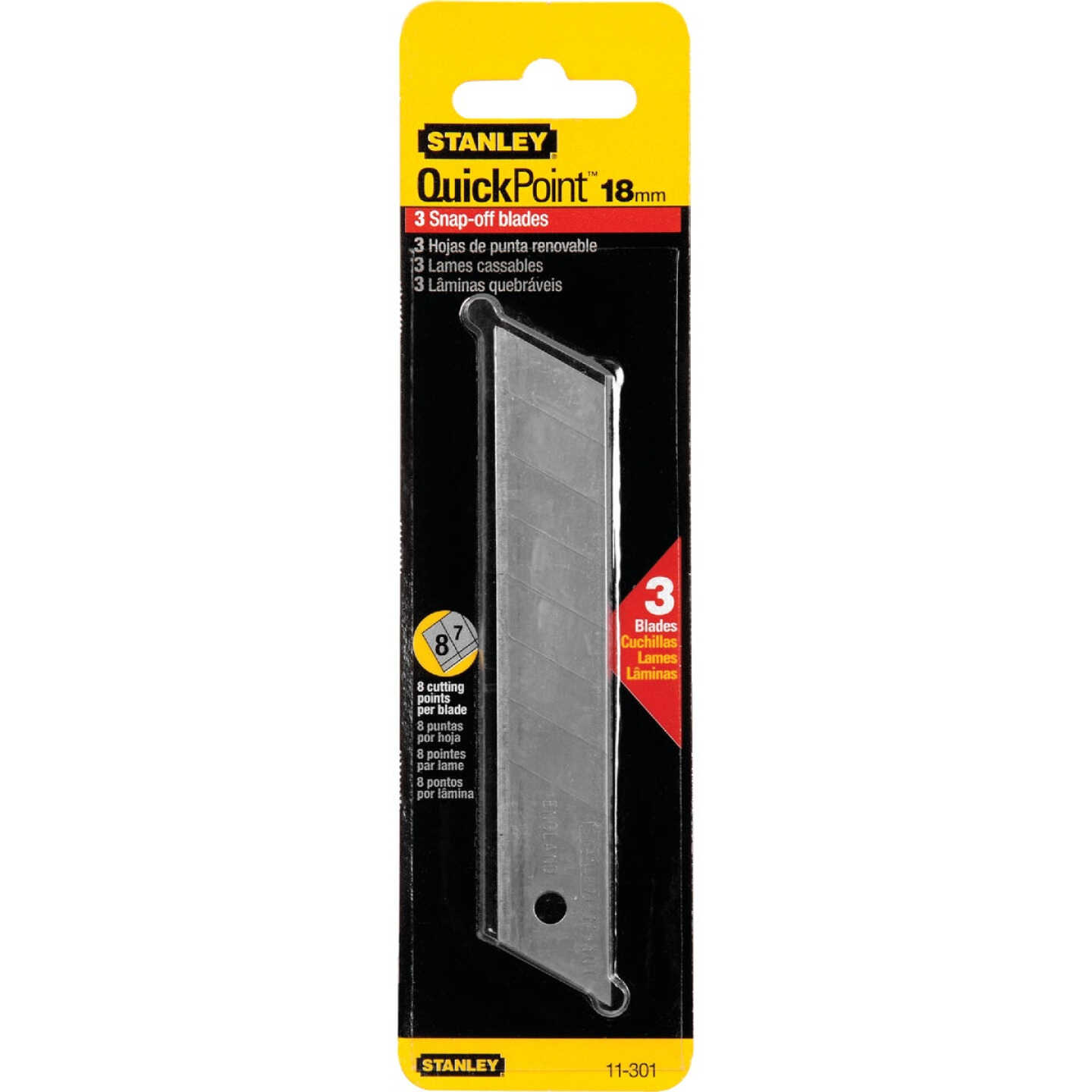 Stanley QuickPoint 18mm 8-Point Snap-Off Knife Blade (3-Pack) Image 2