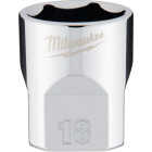 Milwaukee 3/8 In. Drive 18 mm 6-Point Shallow Metric Socket with FOUR FLAT Sides Image 1