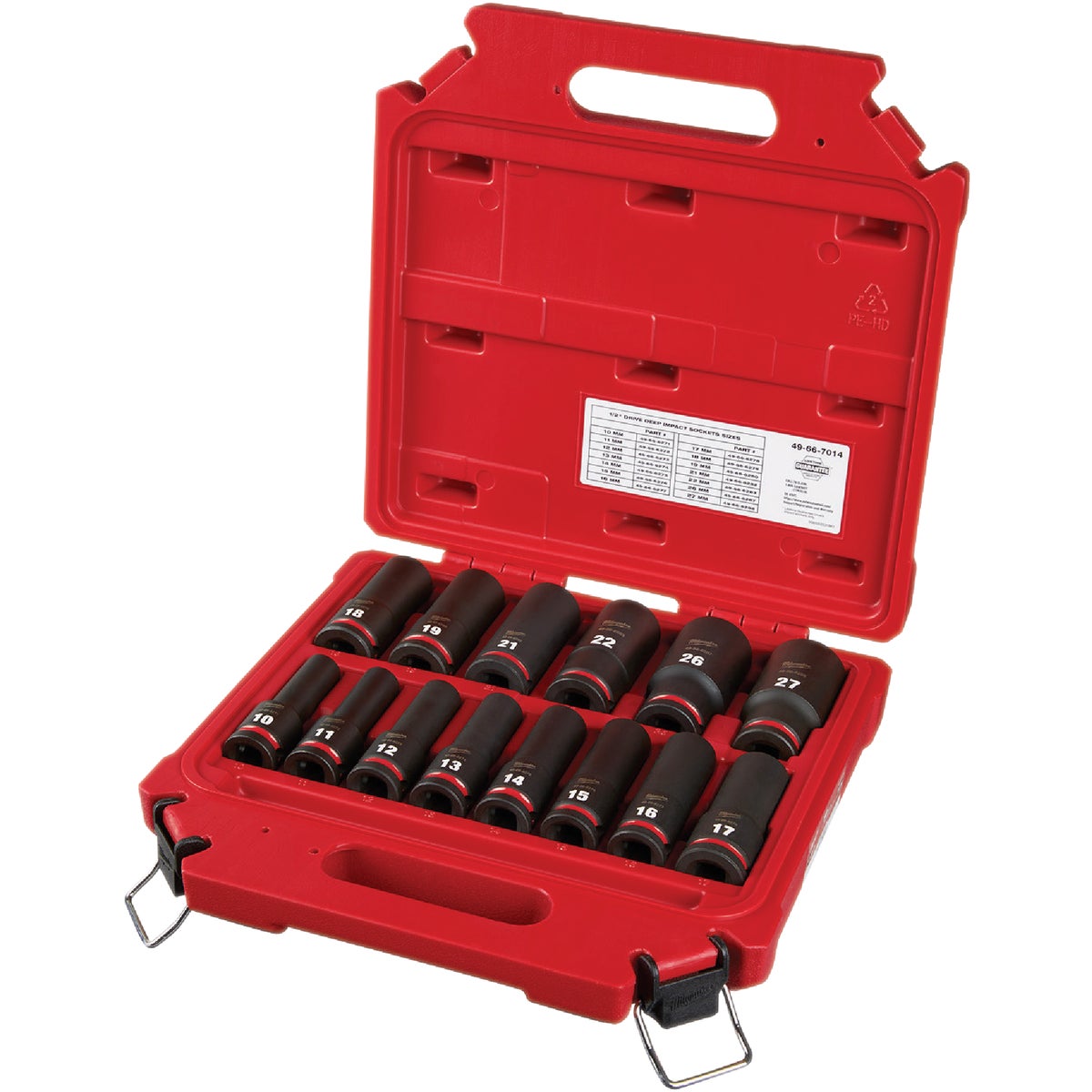 Milwaukee SHOCKWAVE Metric 1/2 In. Drive 6-Point Deep Impact Driver Set (14-Piece) Image 4