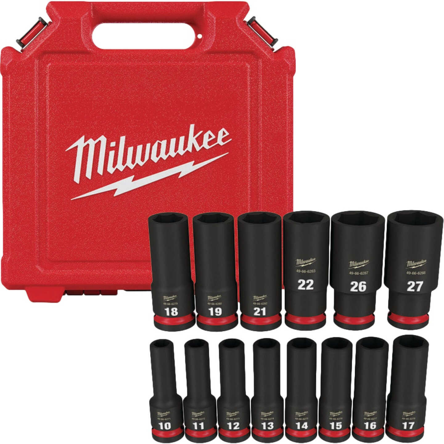 Milwaukee SHOCKWAVE Metric 1/2 In. Drive 6-Point Deep Impact Driver Set (14-Piece) Image 5