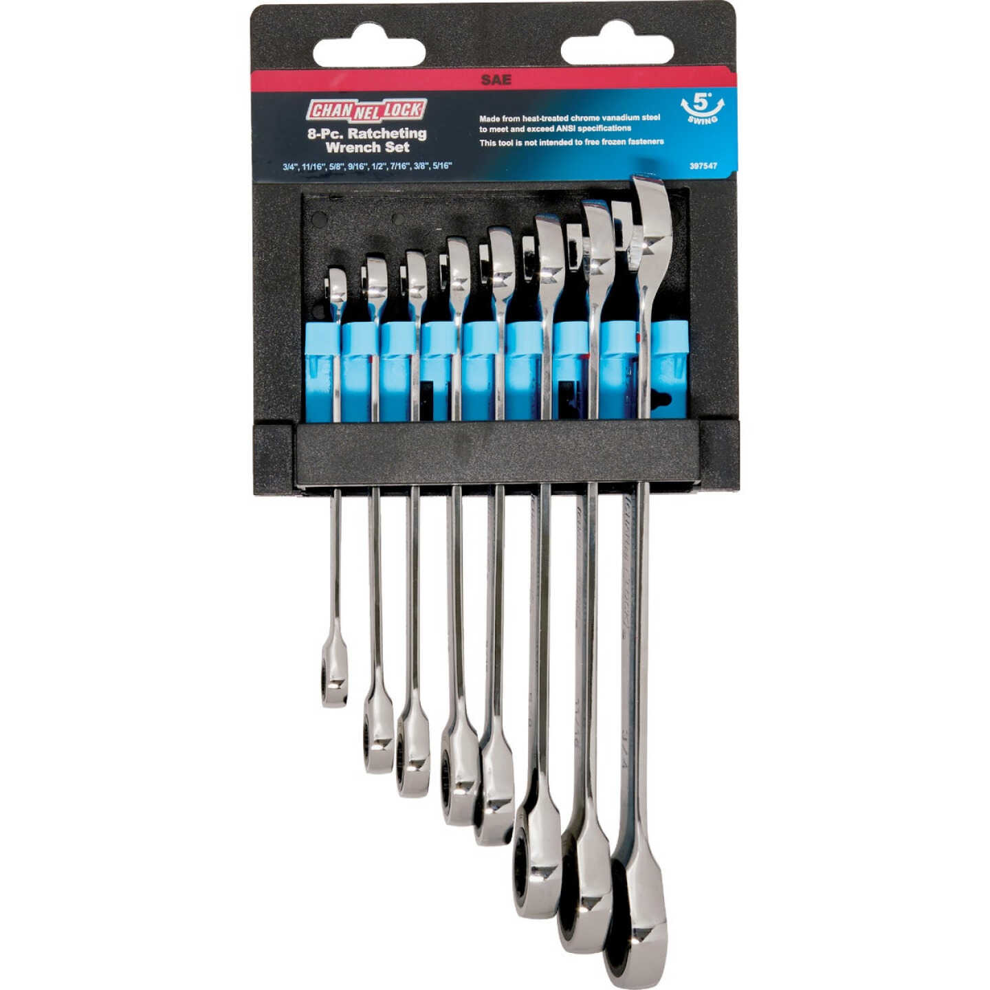Channellock Standard 12-Point Ratcheting Combination Wrench Set (8-Piece) Image 1
