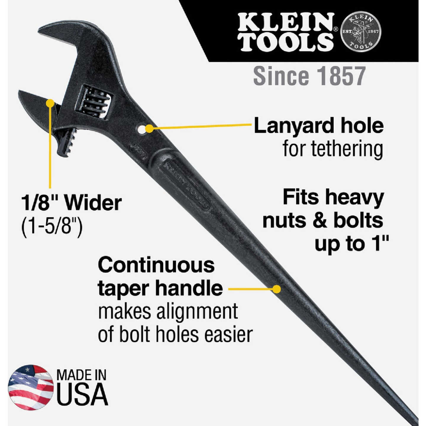 Klein 16 In. Adjustable Spud Wrench Image 4