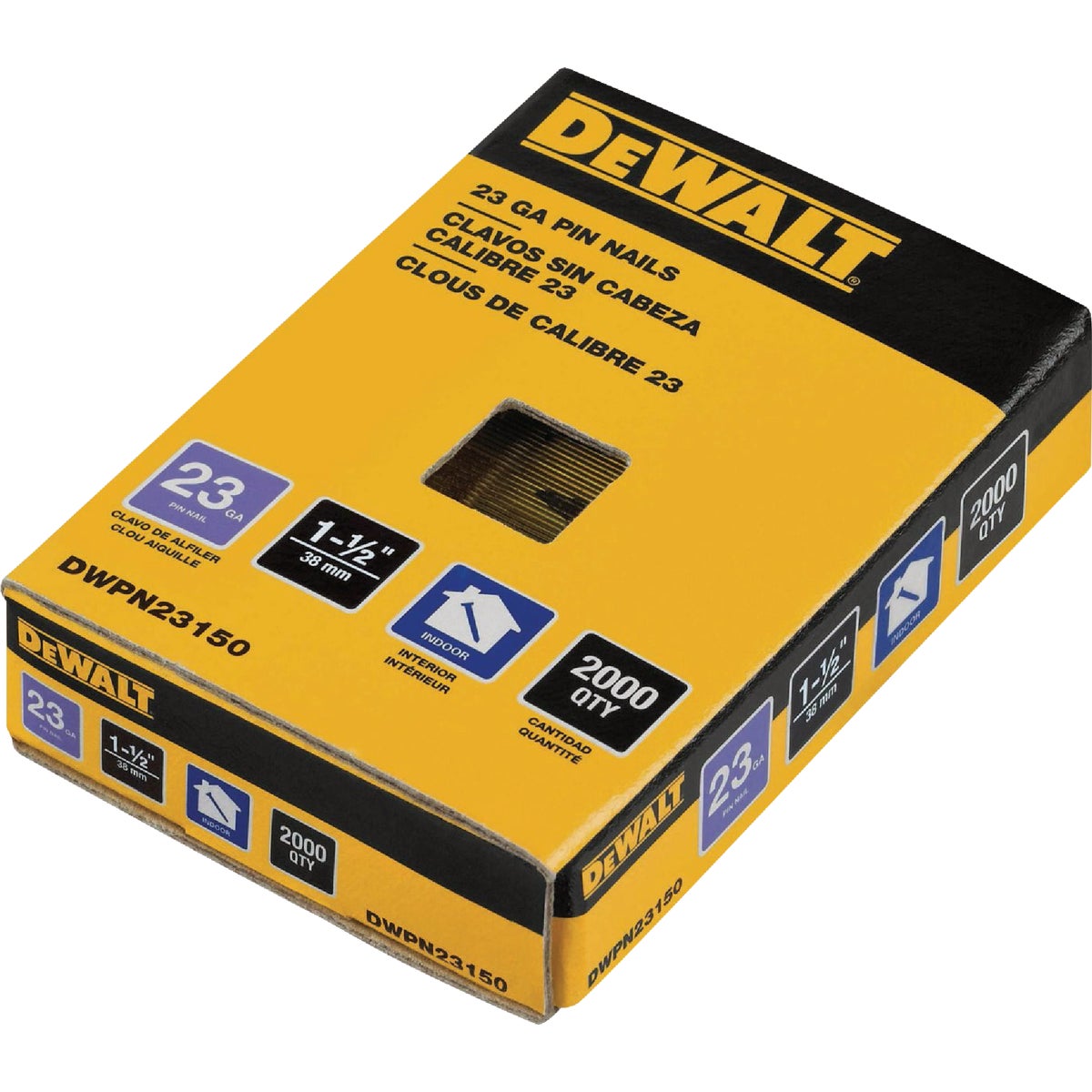 DEWALT 1-1/2 In. 23-Gauge Bright Pin Nail (2000 Ct.)