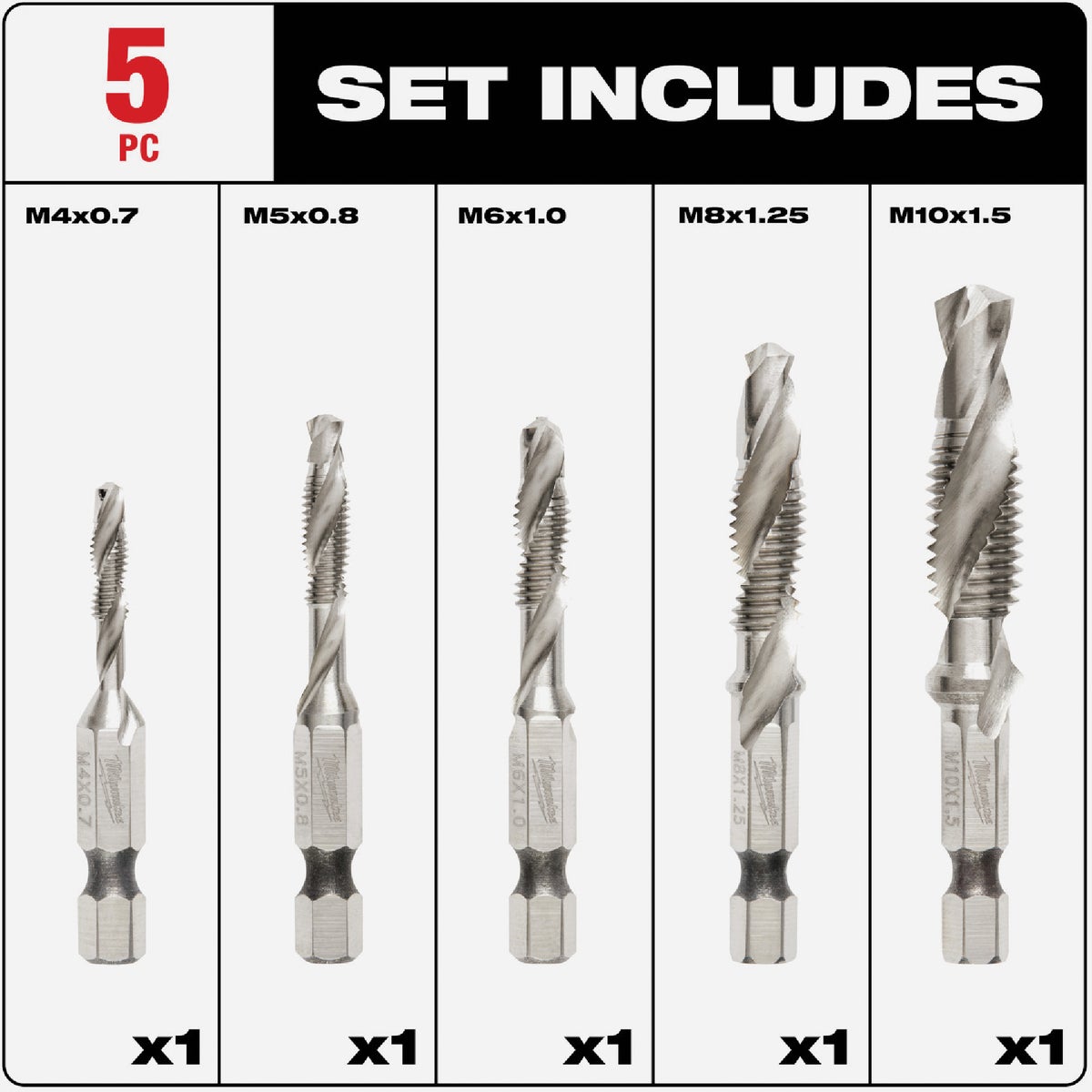 Milwaukee Shockwave Metric Impact Drill Tap Bit Set (5-Piece) Image 2