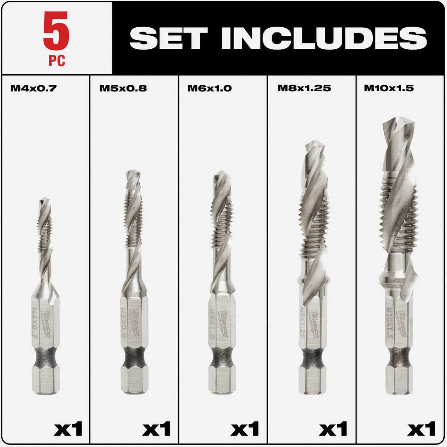 Milwaukee Shockwave Metric Impact Drill Tap Bit Set (5-Piece) Image 2