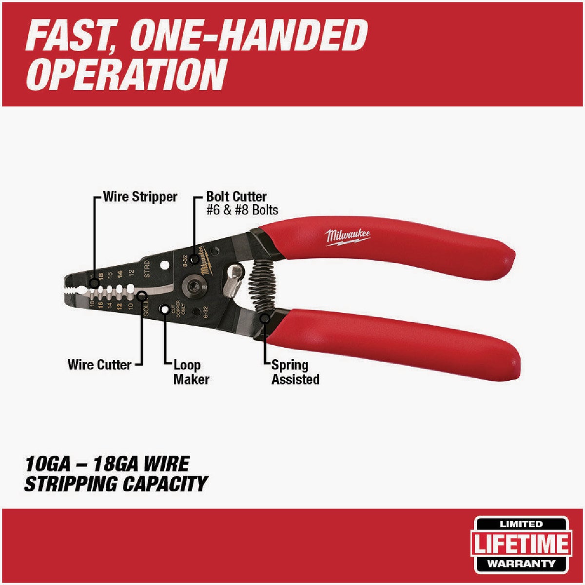 Milwaukee 7 In. 10 AWG to 20 AWG Solid/Stranded Wire Stripper/Cutter Image 4