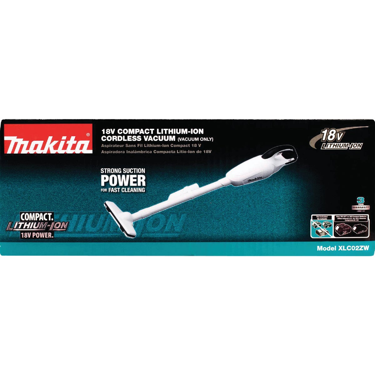 Makita 18V LXT Cordless Bagless Compact Stick Vacuum Cleaner, White (Tool Only) Image 3