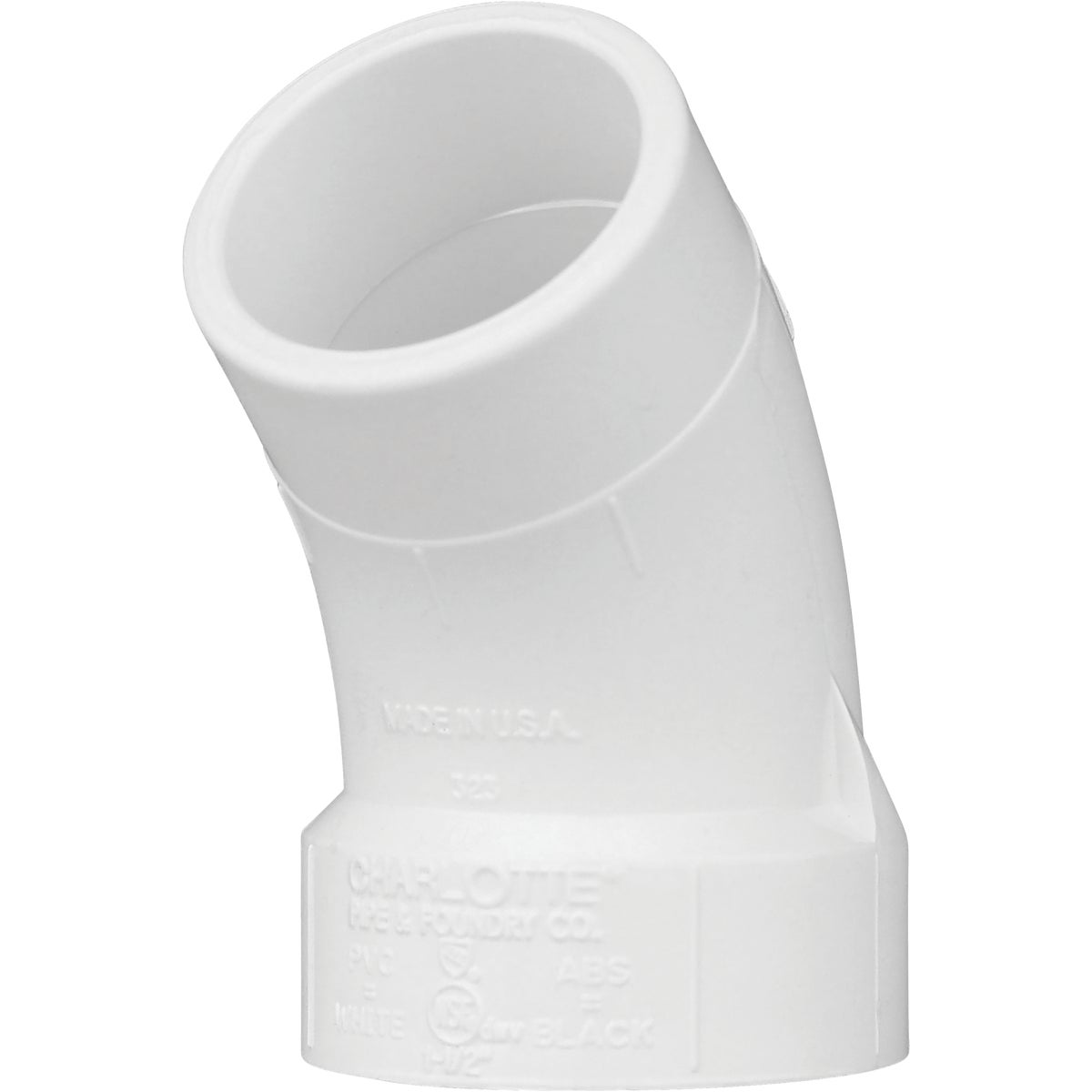 Charlotte Pipe 1-1/2 In. Schedule 40 45 Deg. DWV PVC Street Elbow (1/8 Bend) Image 1