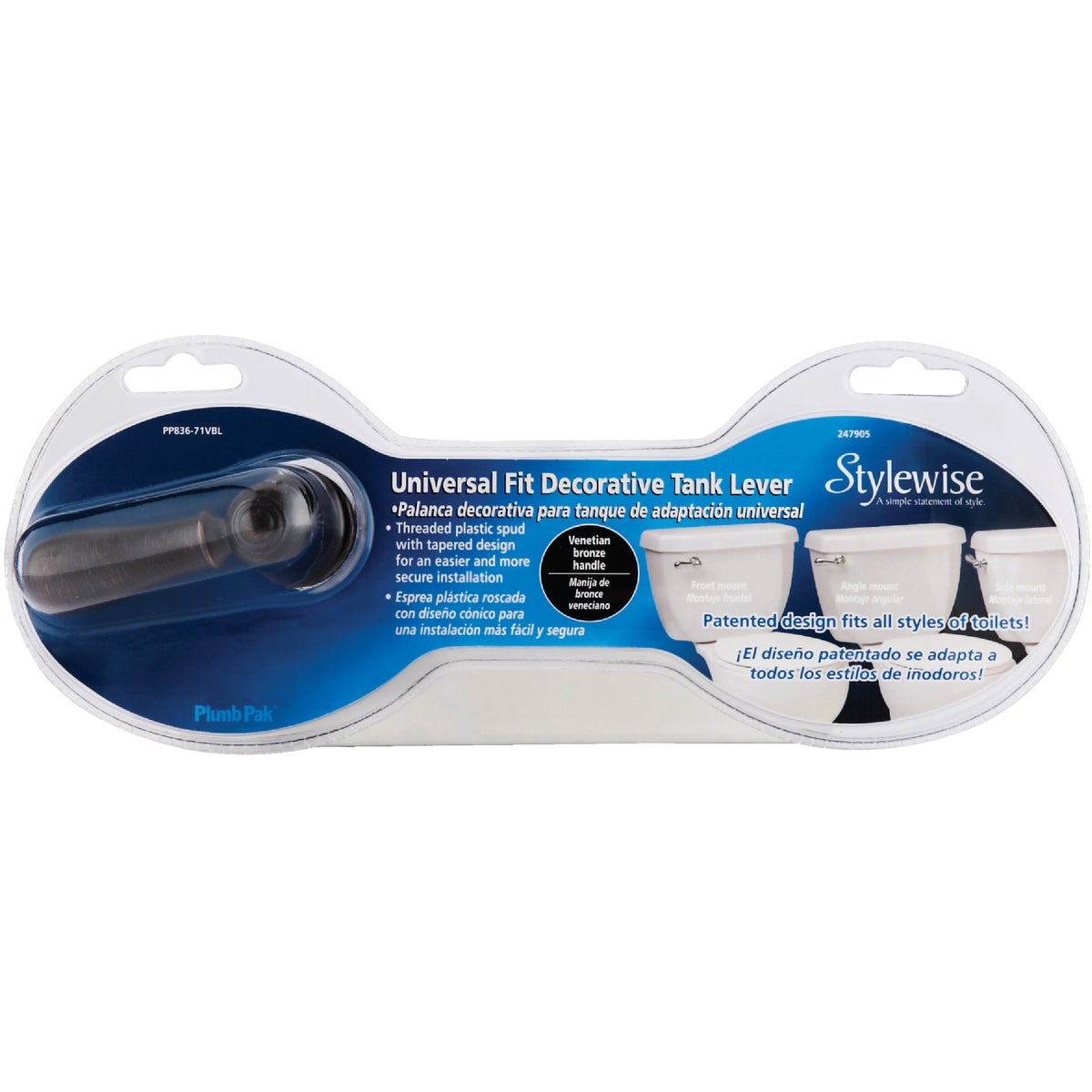 Plumb Pak Universal Fit Bronze Tank Lever with Metal Bent Arm Image 2