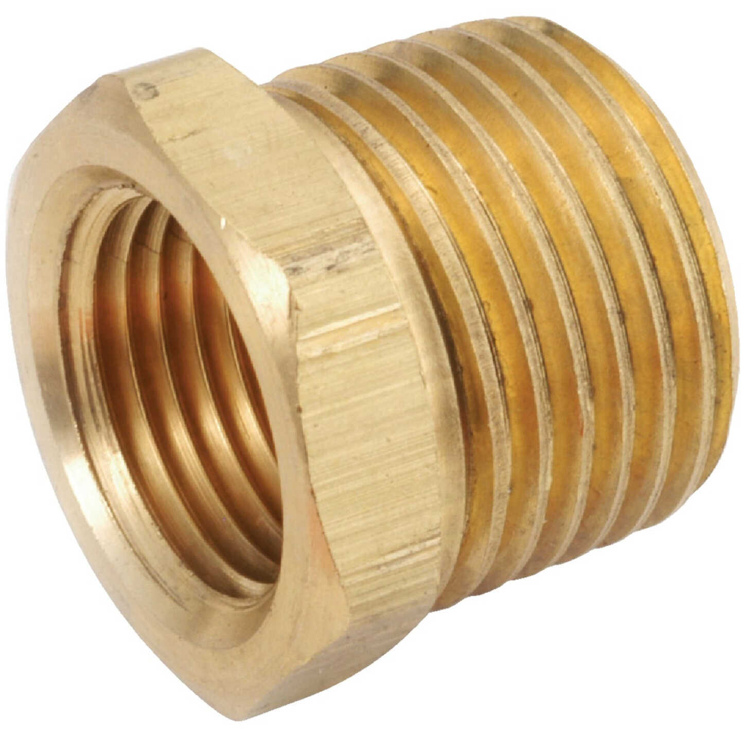 Anderson Metals 1/2 In. MPT x 1/8 FPT In. Yellow Brass Hex Reducing Bushing Image 1