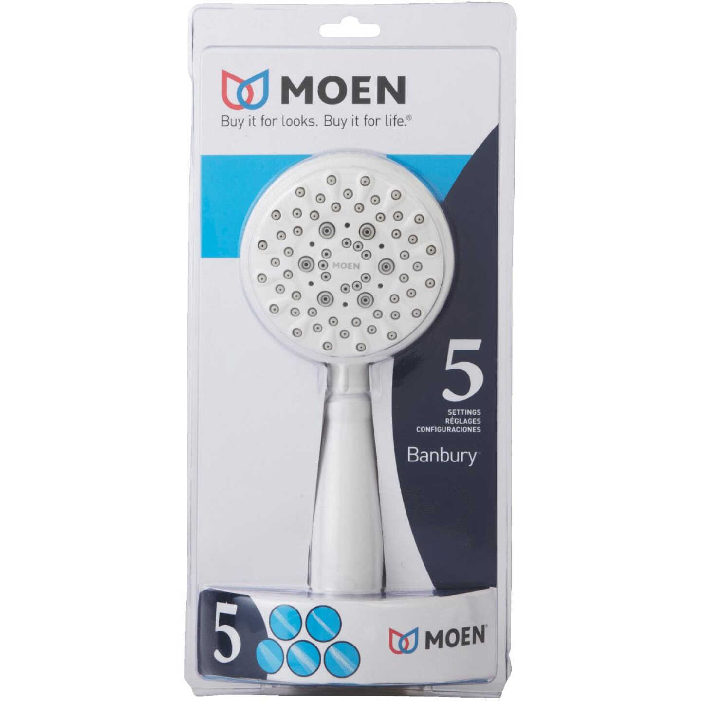 Moen Banbury 5-Spray 2.5 GPM White Hand-Held Shower Image 3