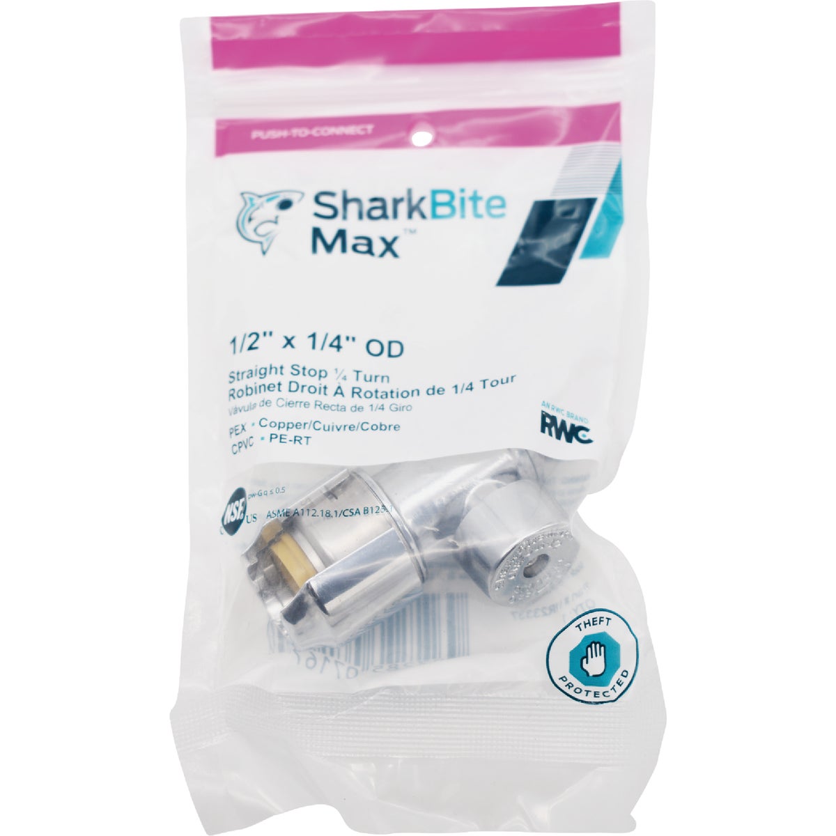 SharkBite 1/2 In. x 1/4 In. Compression Brass Straight Stop Valve Image 6