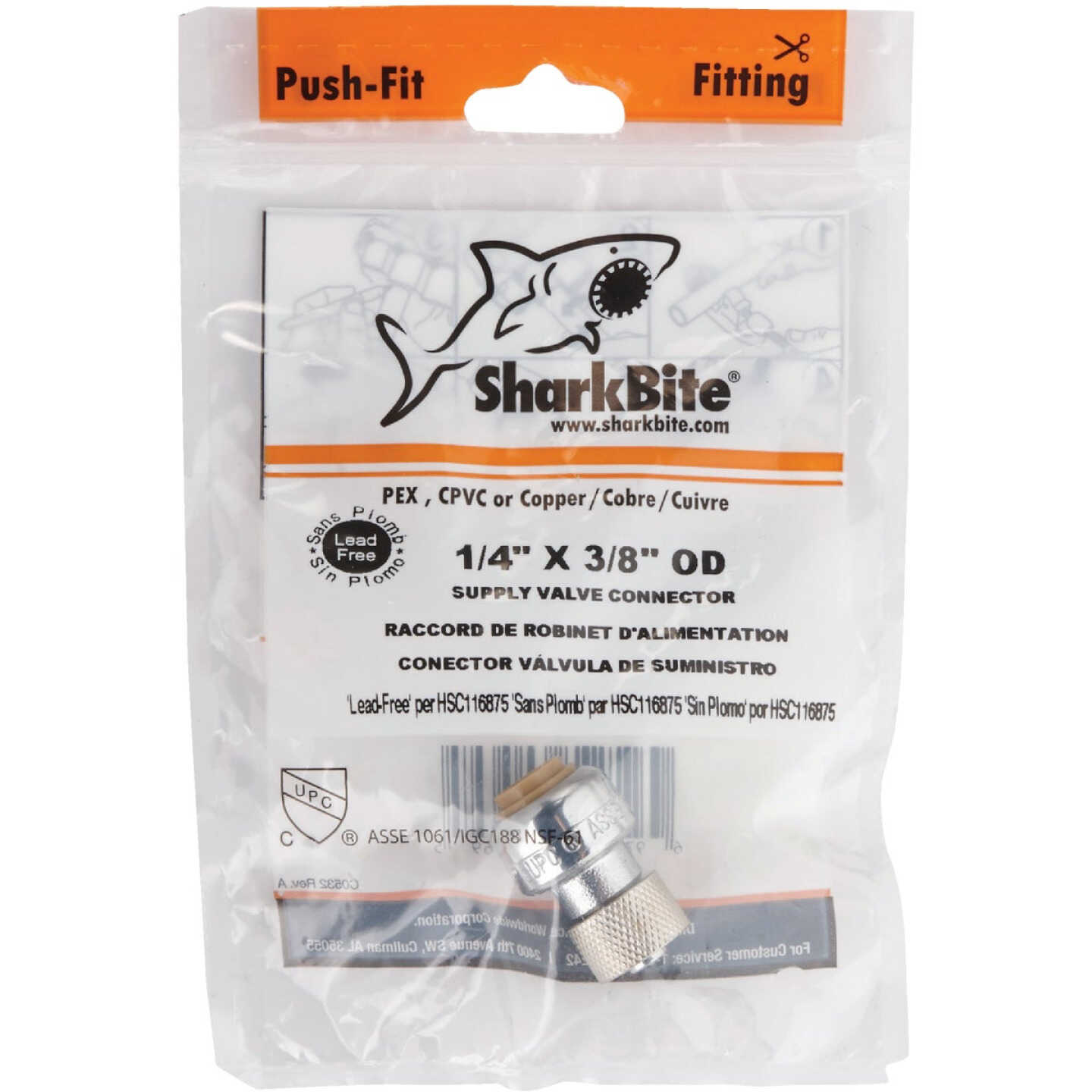 SharkBite 1/4 In. x 3/8 In. Push-to-Connect Brass Stop Valve Adapter Image 2