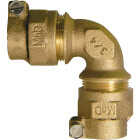 Anderson Metals 3/4 In. 90 Deg. Brass Elbow, CTS Polyethylene Pipe Connector (1/4 Bend) Image 1