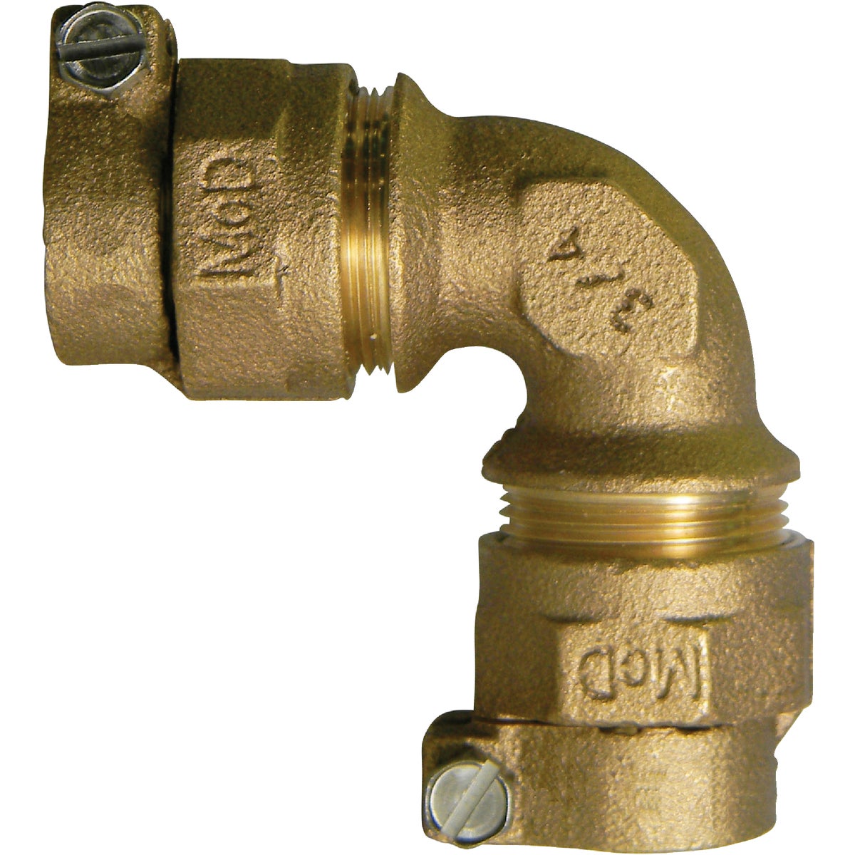 Anderson Metals 1 In. 90 Deg. Brass Elbow, CTS Polyethylene Pipe Connector (1/4 Bend) Image 1