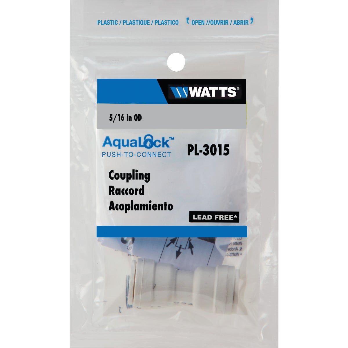 Watts 5/16 In. x 5/16 In. OD Tubing Quick Connect Plastic Coupling Image 2