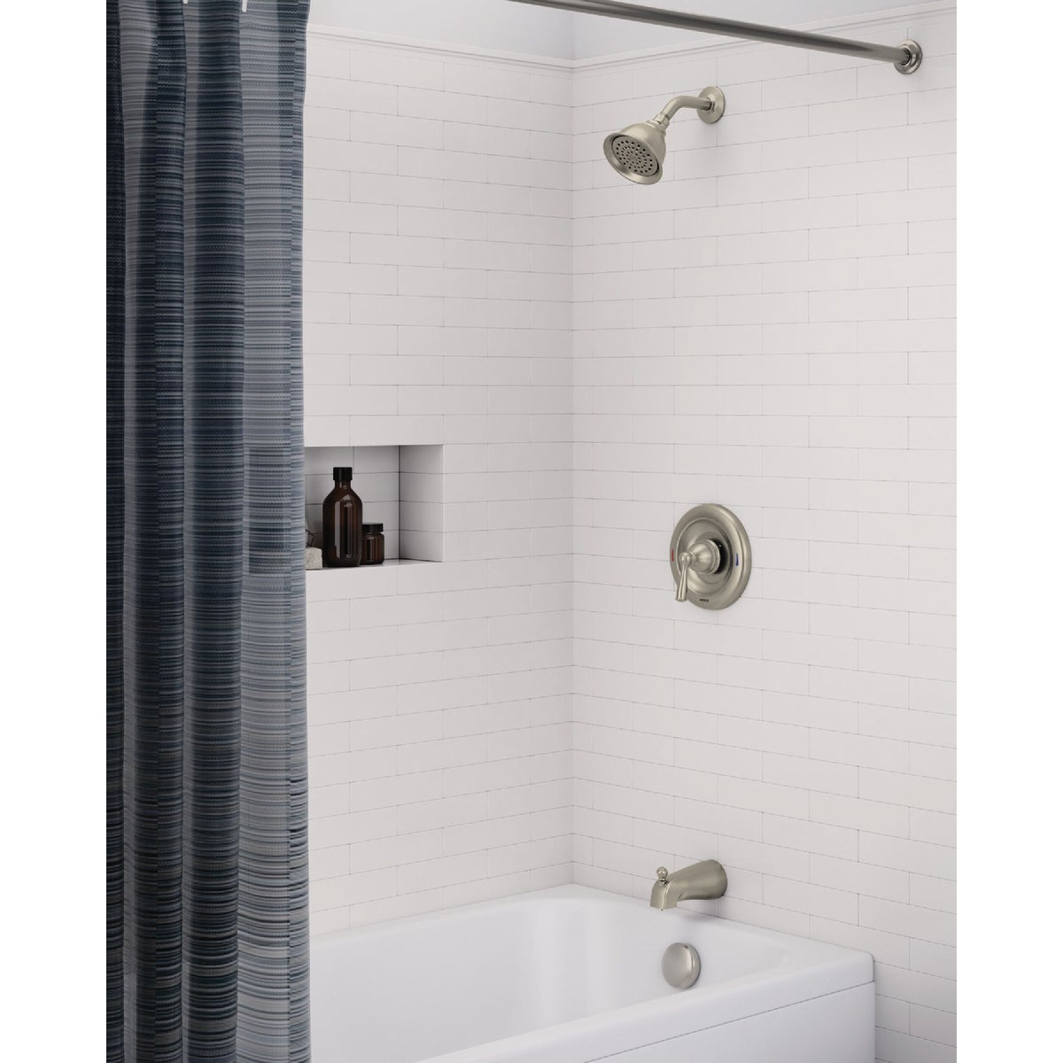 Moen Banbury Posi-Temp 1-Handle Lever Tub and Shower Faucet, Spot Resist Brushed Nickel Image 2