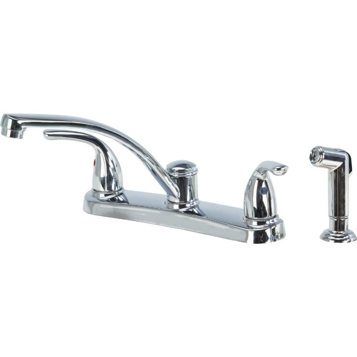 Home Impressions 2-Handle Metal Lever Kitchen Faucet with Side Spray, Chrome Image 1