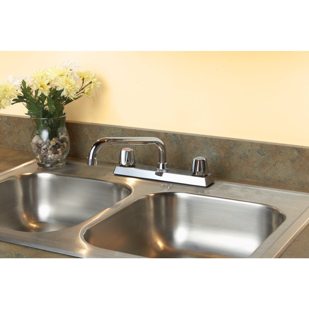 Home Impressions 2-Handle Metal Knob Kitchen Faucet, Chrome Image 2