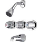 Home Impressions Chrome 3-Handle Metal Knob Tub & Shower Faucet Image 1
